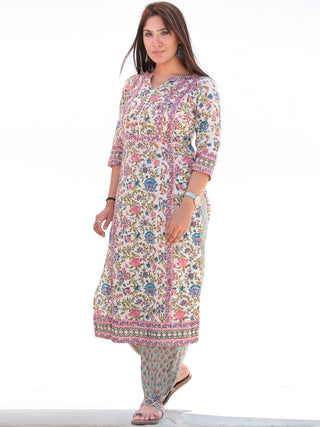 Nayab Jasmine - Set of Kurta Pants & Kota Doria Dupatta - KS14D2555D