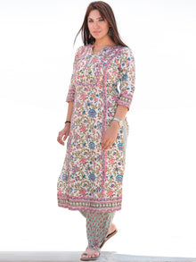 Nayab Jasmine - Set of Kurta Pants & Kota Doria Dupatta - KS14D2555D