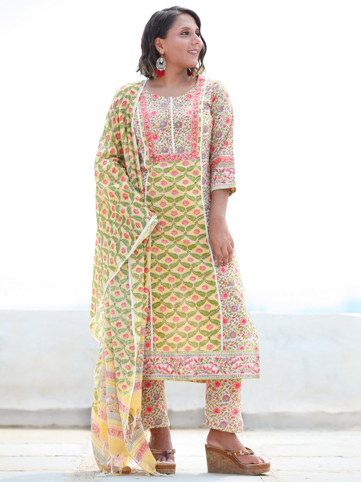 Jashn Bahija - Set of Kurta Pants & Dupatta - KS60Z2497D