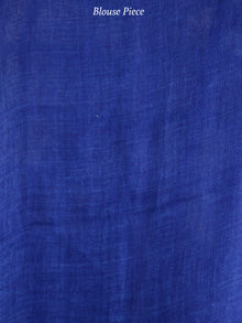 Royal Blue Silver Handwoven Linen Saree With Zari Border - S031703747
