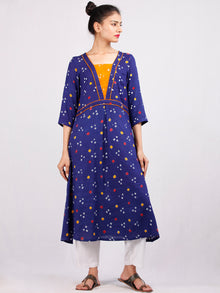 Purple Mustard Yellow Bandhani  Printed Glace Cotton Kurta  - K181F1847