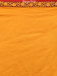 Orange Maroon Black Bagh Printed Maheshwari Cotton Saree - S031703315