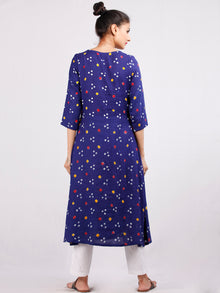 Purple Mustard Yellow Bandhani  Printed Glace Cotton Kurta  - K181F1847