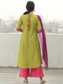 Gold Story - Block Gold Printed Kurta Palazzo Set With Dupatta - SS01FXXXX