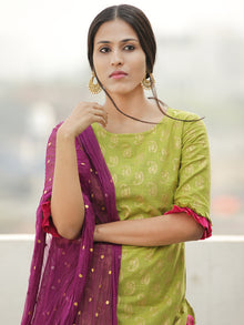 Gold Story - Block Gold Printed Kurta Palazzo Set With Dupatta - SS01FXXXX