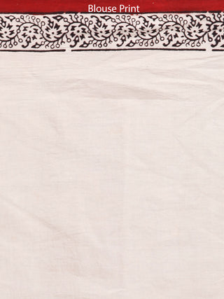 Beige Black Maroon Bagh Printed Maheshwari Cotton Saree - S031703299