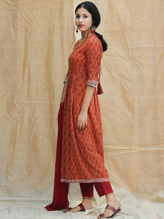 Afsana - Hand Block Bagh Printed Anarkali Kurta Palazzo Set With Dupatta - SS01F1708