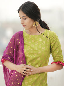 Gold Story - Block Gold Printed Kurta Palazzo Set With Dupatta - SS01FXXXX