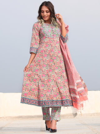 Rozana Shahiba - Set of Anarkali Kurta Pants & Dupatta - KS153B2481D