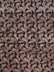 Brown Maroon Beige Hand Block Printed Long Tie-Up Back Waist Dress - D162F1155
