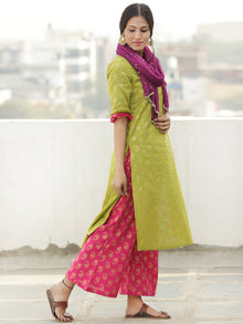 Gold Story - Block Gold Printed Kurta Palazzo Set With Dupatta - SS01FXXXX