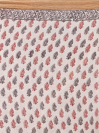 Beige Black Maroon Bagh Printed Maheshwari Cotton Saree - S031703299