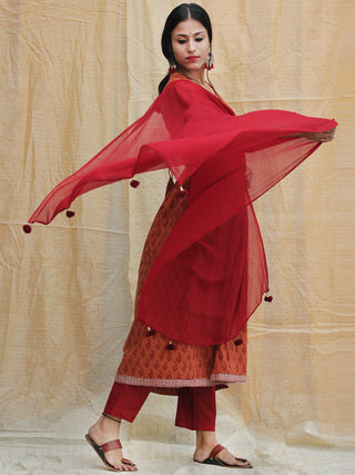 Afsana - Hand Block Bagh Printed Anarkali Kurta Palazzo Set With Dupatta - SS01F1708