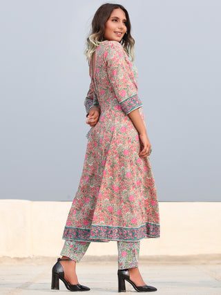 Rozana Shahiba - Set of Anarkali Kurta Pants & Dupatta - KS153B2481D