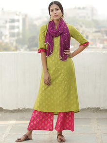 Gold Story - Block Gold Printed Kurta Palazzo Set With Dupatta - SS01FXXXX