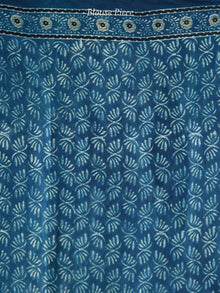 Indigo Fern Green Black Ivory Ajrakh Hand Block Printed Modal Silk Saree in Natural Colors - S031703730