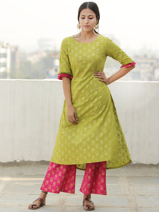 Gold Story - Block Gold Printed Kurta Palazzo Set With Dupatta - SS01FXXXX