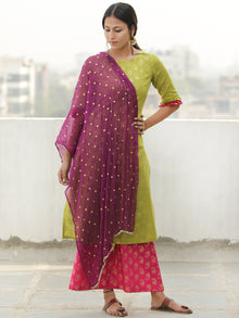 Gold Story - Block Gold Printed Kurta Palazzo Set With Dupatta - SS01FXXXX