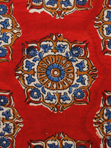 Red Ivory Indigo Rust Hand Block Printed Cotton Fabric Per Meter - F001F1825