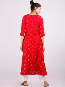 Red Mustard White Bandhani  Printed Glace Cotton Kurta With Gotta Work  - K182F1851