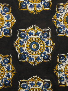 Black Ivory Mustard Indigo Hand Block Printed Cotton Fabric Per Meter - F001F1822