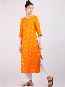 Mustard White Bandhani  Printed Glace Cotton Kurta  - K184FXXX