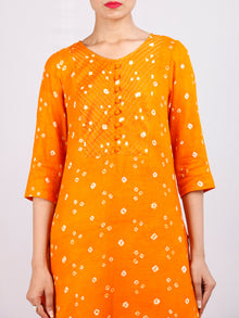 Mustard White Bandhani  Printed Glace Cotton Kurta  - K184FXXX