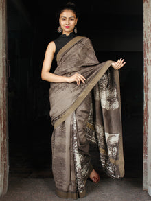 Kashish Ivory Chanderi Silk Hand Block Printed Saree With Geecha Border - S031703602