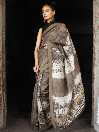 Kashish Ivory Chanderi Silk Hand Block Printed Saree With Geecha Border - S031703602