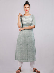 Moss Green White Hand Block Printed Cotton Kurta & Pants -SS0F1911
