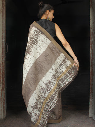 Kashish Ivory Chanderi Silk Hand Block Printed Saree With Geecha Border - S031703602