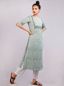 Moss Green White Hand Block Printed Cotton Kurta & Pants -SS0F1911