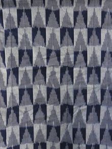 Indigo Grey  Handwoven Long Ikat Dress With Thread Details-  D177F1053