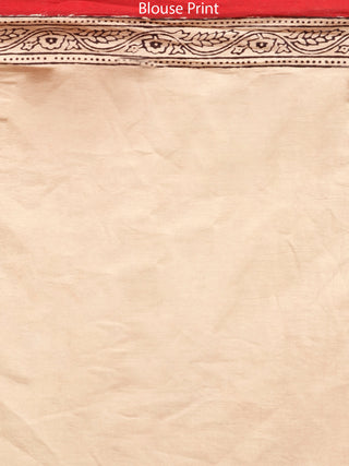 Maroon Beige Black Bagh Printed Maheshwari Cotton Saree - S031703318