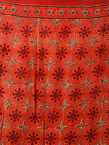 Red Indigo Black Ajrakh Hand Block Printed Modal Silk Saree in Natural Colors - S031703359