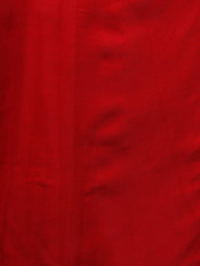 Red White Hand Block Printed Chiffon Saree with Zari Border - S031702785