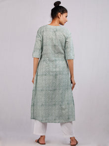 Moss Green White Hand Block Printed Cotton Kurta & Pants -SS0F1911