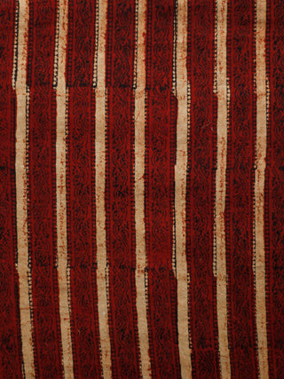 Maroon Ivory Black Hand Block Printed Cotton Fabric Per Meter - F001F1824