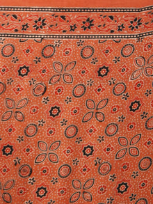 Rust Indigo Black Ajrakh Hand Block Printed Modal Silk Saree in Natural Colors - S031703360