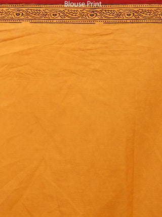 Maroon Rust Orange Black Bagh Printed Maheshwari Cotton Saree - S031703319