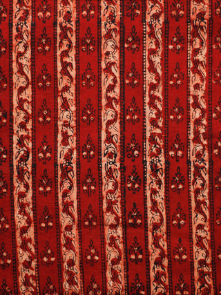 Maroon Ivory Black Hand Block Printed Cotton Fabric Per Meter - F001F1829