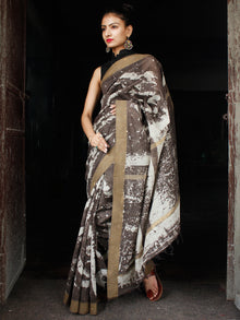 Kashish White Chanderi Silk Hand Painted Saree With Geecha Border - S031703604