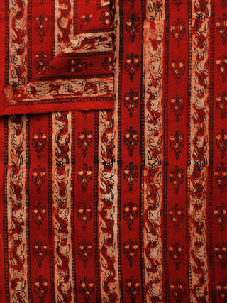 Maroon Ivory Black Hand Block Printed Cotton Fabric Per Meter - F001F1829
