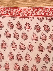 Beige Maroon Black Bagh Printed Maheshwari Cotton Saree - S031703320