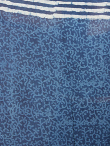 Indigo White Hand Block Printed in Natural Colors Cotton Mul Saree - S03170423