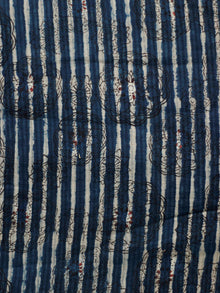 Indigo Ivory Black Hand Block Printed Cotton Fabric Per Meter - F001F1831