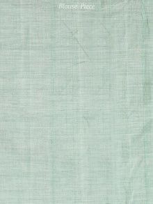 Sage Green Ivory Double Ikat Handwoven Mercerised Cotton Saree - S031703659