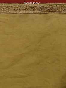 Olive Green Rust Black Bagh Printed Maheshwari Cotton Saree - S031703321