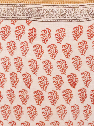 Light Beige Maroon Black Bagh Printed Maheshwari Cotton Saree - S031703322