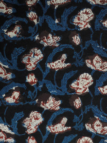 Black Indigo Maroon Beige Hand Block Printed Cotton Fabric Per Meter - F001F1843